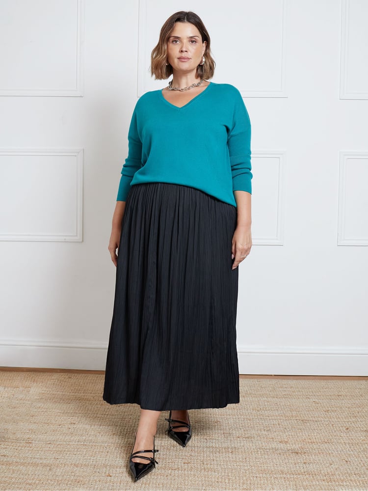 Live Unlimited Black Pleated Midi Skirt - Image 1 of 3