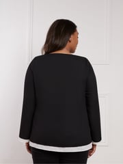 Live Unlimited Black Curve Petite Layered Flared Sleeve Top - Image 3 of 3