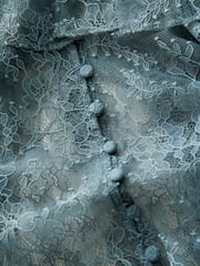 Blue Ruffle Lace Long Sleeve Blouse - Image 6 of 7