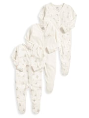 Mamas & Papas 100% Cotton Bear Brown Sleepsuits 3 Pack - Image 1 of 1