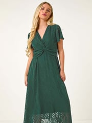 Roman Green Petite Front Twist Jacquard Dress - Image 1 of 5