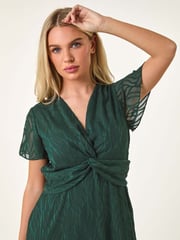 Roman Green Petite Front Twist Jacquard Dress - Image 4 of 5