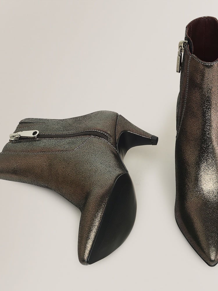 Radley London Metallic Silver Point Street Cone Heeled Booties - Image 4 of 4