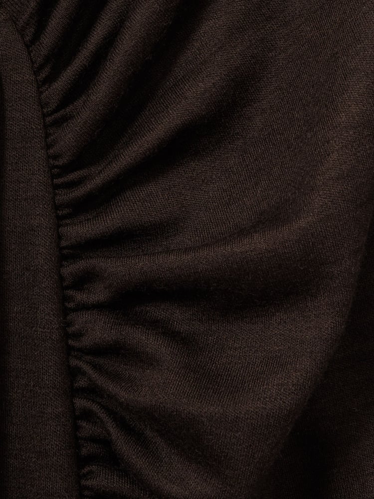 Reiss Brown Nile Wool Jersey Ruched Midi Dress - Image 8 of 8