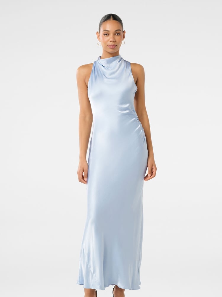 Forever New Blue Michelle Open Back Satin Maxi Dress - Image 1 of 4