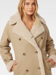 Forever New Brown Alix Vegan Leather Shearling Coat - Image 3 of 5