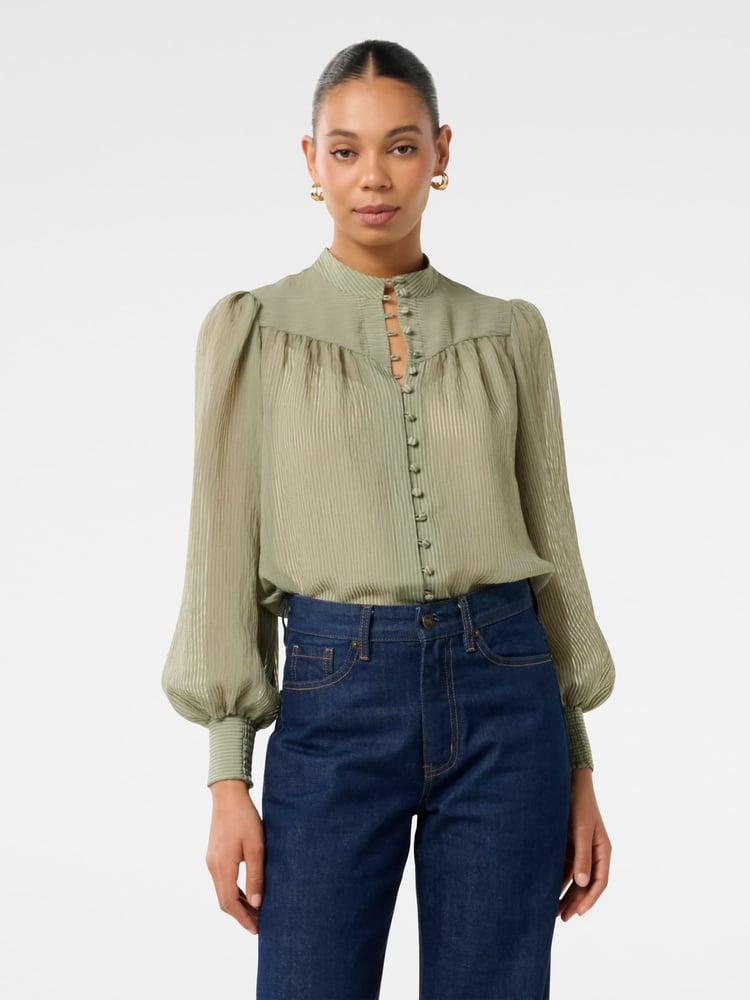 Forever New Green Leo Soft Stripe Blouse - Image 1 of 5