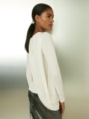 Reiss Ivory Ellie Draped-Jersey Top - Image 1 of 5
