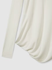 Reiss Ivory Ellie Draped-Jersey Top - Image 5 of 5