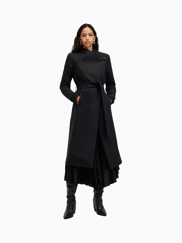 AllSaints Black Riley Coat - Image 1 of 7 AllSaints Black Riley Coat - Image 1 of 7