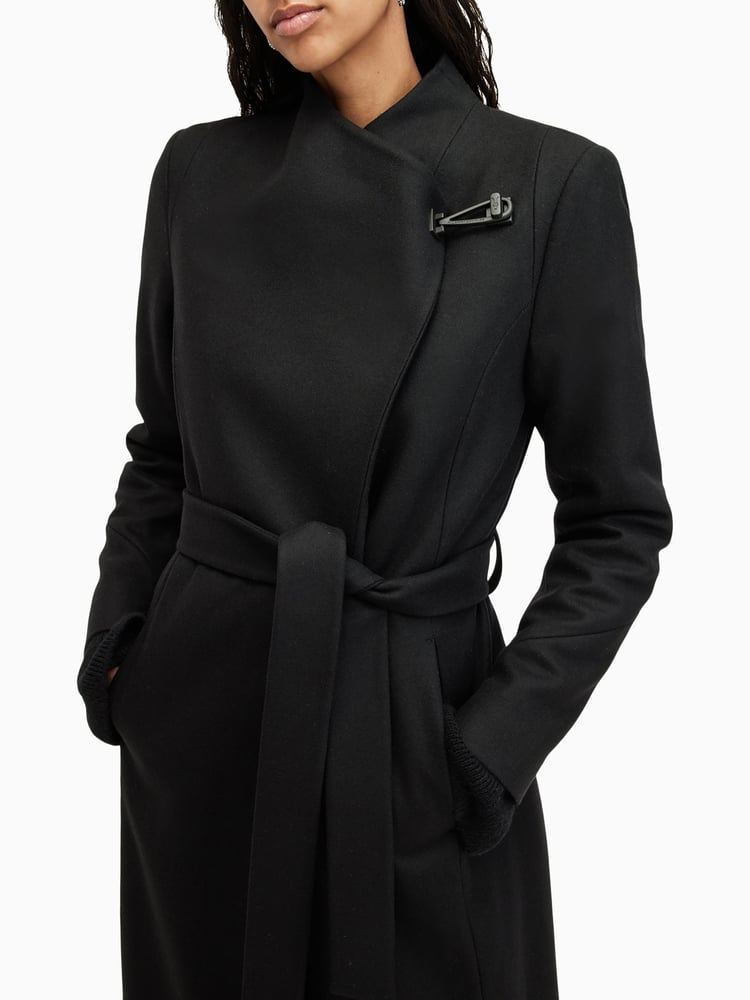 AllSaints Black Riley Coat - Image 2 of 7 AllSaints Black Riley Coat - Image 2 of 7