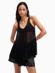 AllSaints Black Rach Vest Top - Image 1 of 6