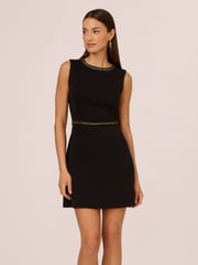 Adrianna by Adrianna Papell Scuba Knit A Line Black Dress - Image 1 of 7