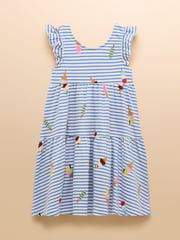 Joules Butterfly Blue & Pink Frill Sleeve Print Dress Two Pack - Image 4 of 9