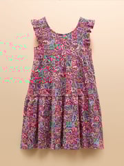 Joules Butterfly Blue & Pink Frill Sleeve Print Dress Two Pack - Image 5 of 9