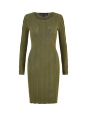 Yumi Green Shimmer Fitted Midi Dress With Button - Image 5 of 5