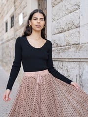 Yumi Black Metallic Knitted Ribbed Top - Image 3 of 5