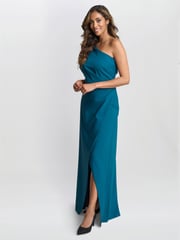 Gina Bacconi Blue Tori One Shoulder Stretch Crepe Maxi Dress - Image 3 of 5