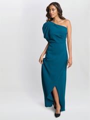 Gina Bacconi Blue Tori One Shoulder Stretch Crepe Maxi Dress - Image 4 of 5