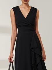 Jolie Moi Black Qiana Ruffle Detail Midi Dress - Image 4 of 4