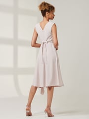Jolie Moi Grey Qiana Ruffle Detail Midi Dress - Image 2 of 6