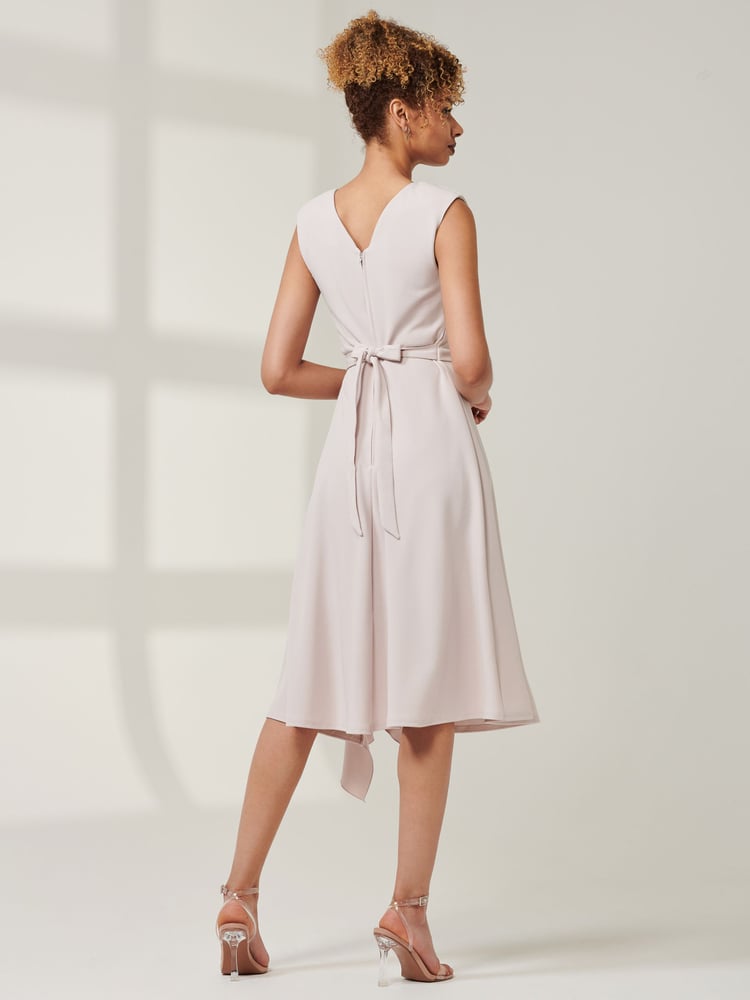 Jolie Moi Grey Qiana Ruffle Detail Midi Dress - Image 2 of 6