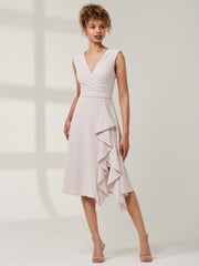 Jolie Moi Grey Qiana Ruffle Detail Midi Dress - Image 5 of 6