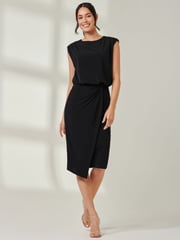 Jolie Moi Black Tiered Draped Pencil Dress - Image 6 of 6