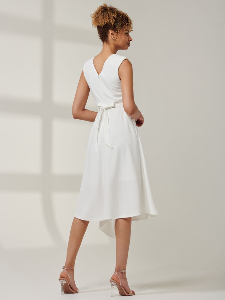 Jolie Moi White Qiana Ruffle Detail Midi Dress - Image 2 of 6