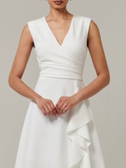 Jolie Moi White Qiana Ruffle Detail Midi Dress - Image 3 of 6