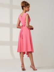 Jolie Moi Pink Qiana Ruffle Detail Midi Dress - Image 2 of 6