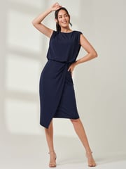 Jolie Moi Blue Tiered Draped Pencil Dress - Image 6 of 6