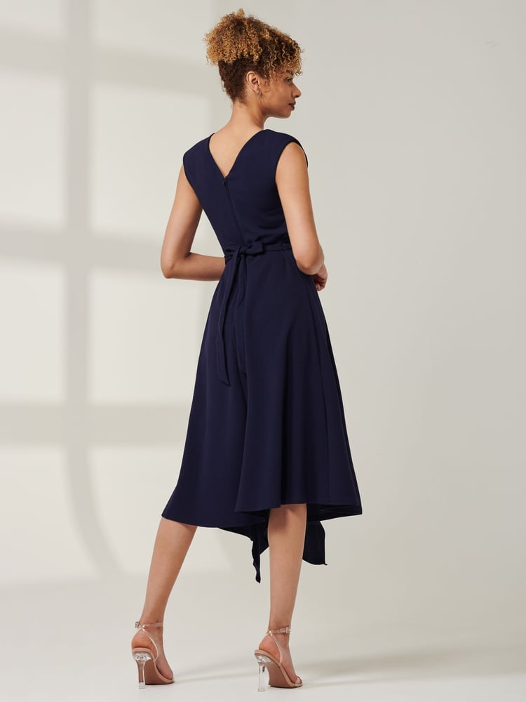 Jolie Moi Blue Qiana Ruffle Detail Midi Dress - Image 2 of 6