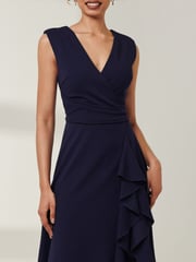 Jolie Moi Blue Qiana Ruffle Detail Midi Dress - Image 3 of 6