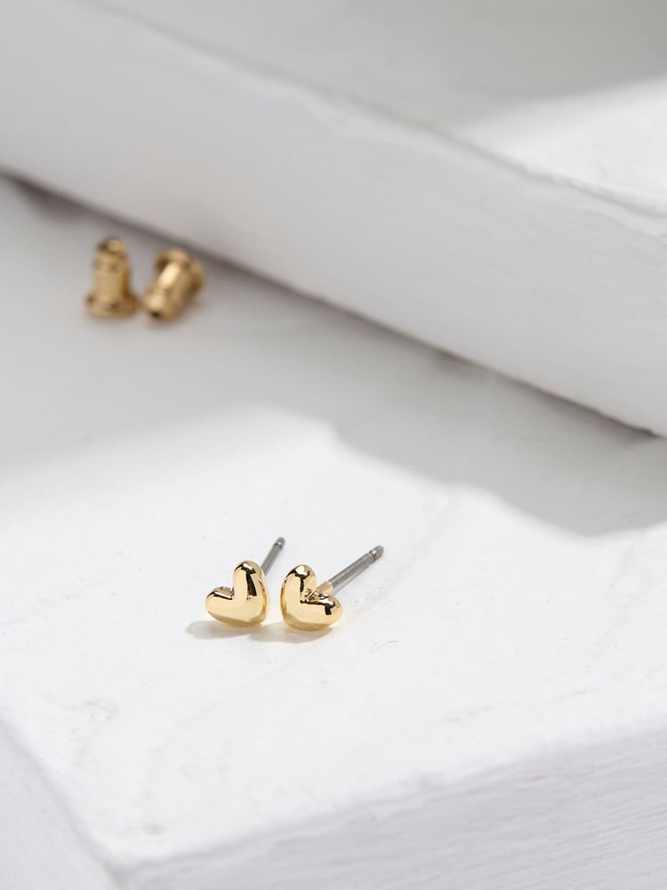 FatFace Gold Tone Heart Stud Earrings - Image 1 of 2 FatFace Gold Tone Heart Stud Earrings - Image 1 of 2