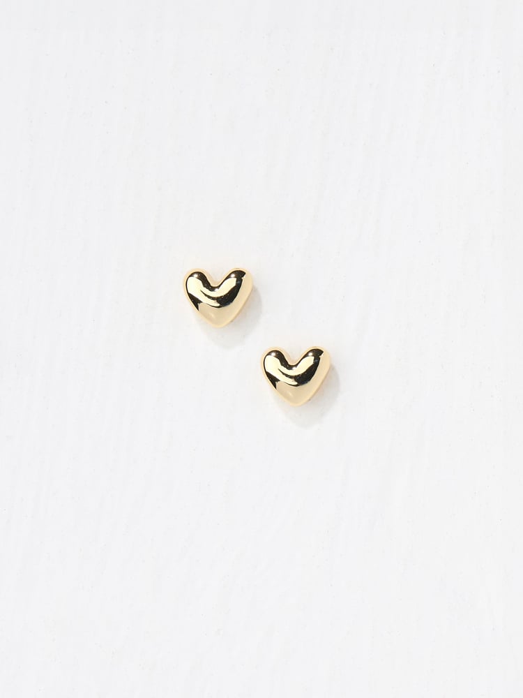 FatFace Gold Tone Heart Stud Earrings - Image 2 of 2 FatFace Gold Tone Heart Stud Earrings - Image 2 of 2