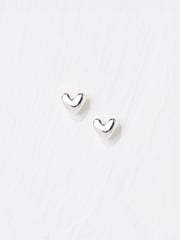 FatFace Silver Tone Heart Stud Earrings - Image 2 of 2