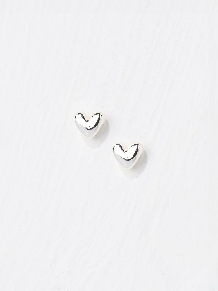 FatFace Silver Tone Heart Stud Earrings - Image 2 of 2 FatFace Silver Tone Heart Stud Earrings - Image 2 of 2