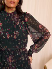 Love & Roses Black Plisse Midi Dress - Image 4 of 4