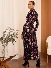 Love & Roses Black Tie Midi Shirt Dress - Image 3 of 4