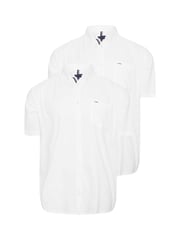 BadRhino Big & Tall White 100% Cotton Short Sleeve Oxford Shirts 2 Pack - Image 2 of 4
