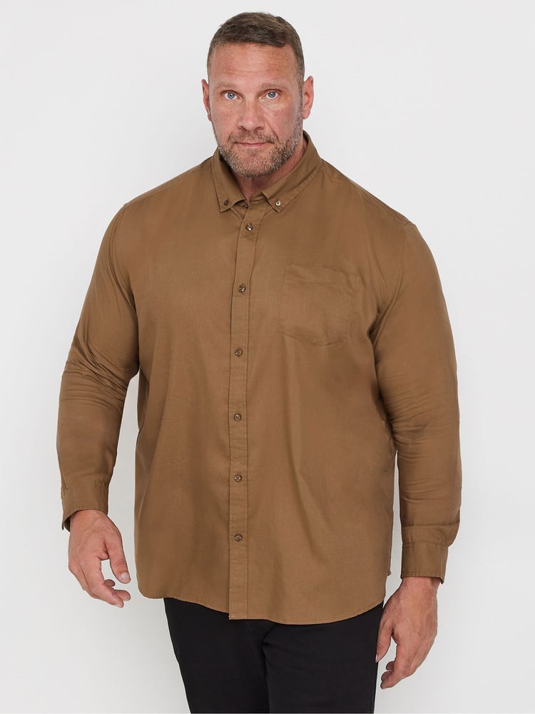 BadRhino Big & Tall Brown Long Sleeve Oxford Shirt - Image 1 of 3