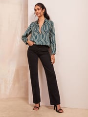 Friends Like These Green Petite Satin Long Sleeve Button Through Shirt - Image 3 of 4
