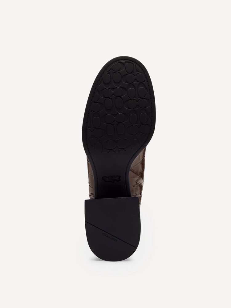 COACH Brown Natasha Embossed Croc Boots - Image 6 of 6