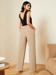 Love & Roses Camel Petite High Waist Wide Leg Tailored Trousers - Image 3 of 8
