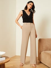 Love & Roses Camel Petite High Waist Wide Leg Tailored Trousers - Image 4 of 8
