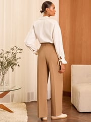 Love & Roses Camel Petite High Waist Wide Leg Tailored Trousers - Image 8 of 8