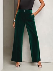 Lipsy Black Petite Velvet Wide Leg Trousers - Image 1 of 4