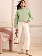 Love & Roses Sage Green Pintuck Jersey Sweatshirt - Image 3 of 4