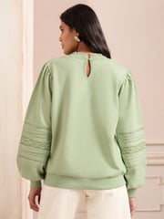 Love & Roses Sage Green Pintuck Jersey Sweatshirt - Image 4 of 4